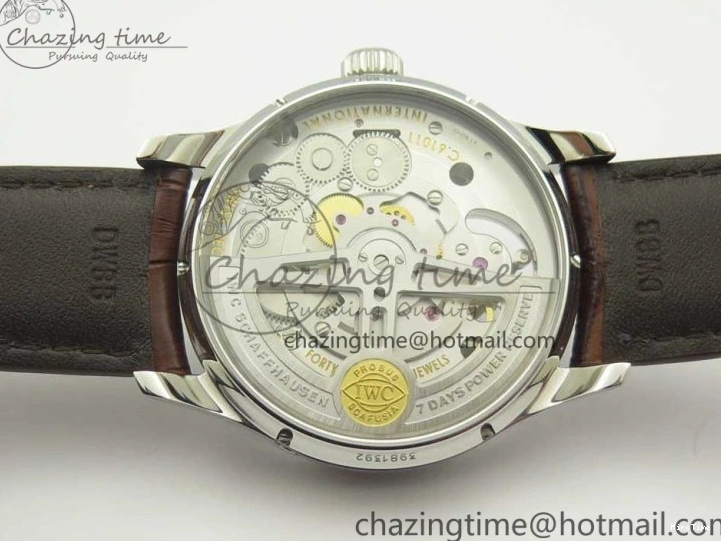 MIROTIME 0701 Lightweight Portuguese Tourbillon IW504602 SS ZF Best Edition Gray Dial on Brown Leather Strap 7177